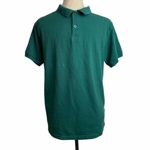 Primark Solid Green Polo Shirt 100% Cotton Short Sleeve  Casual  V Neck size M